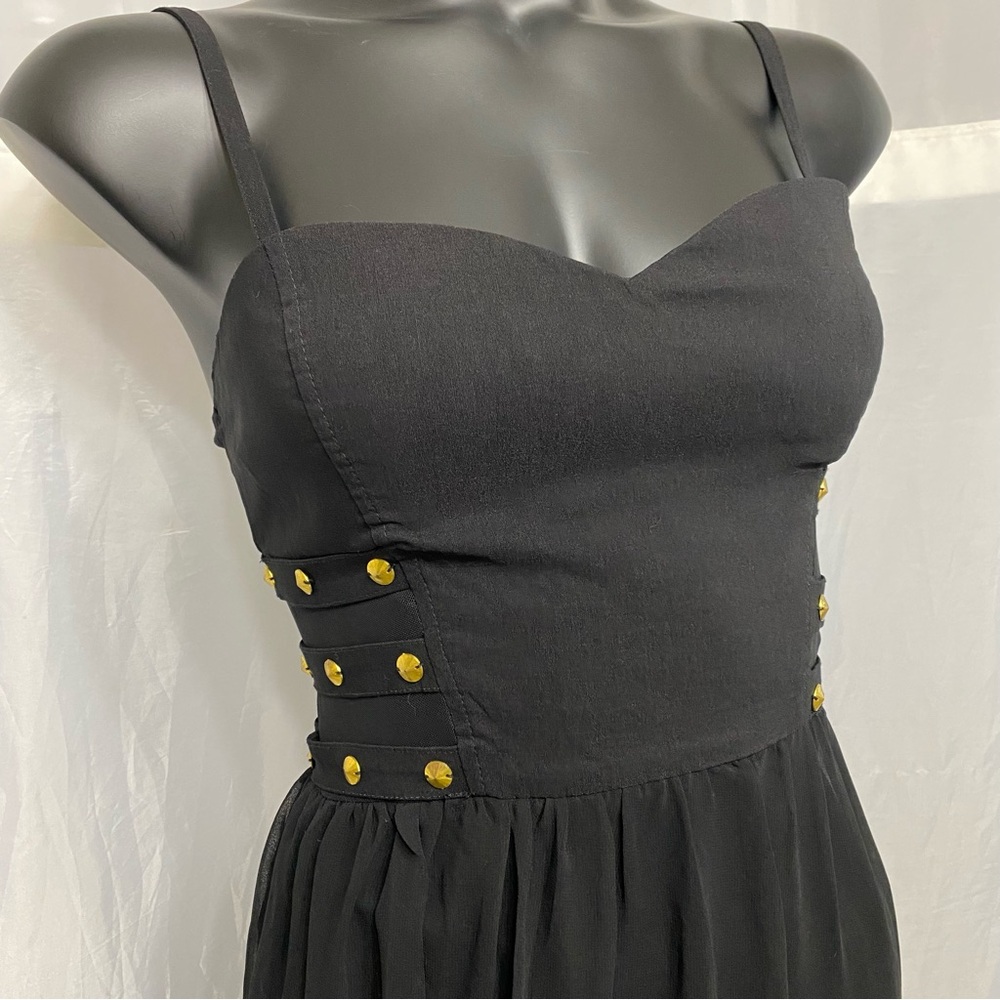 Frederick's of Hollywood Black Strapless Sheer Maxi Dress Corset Bodice Size L